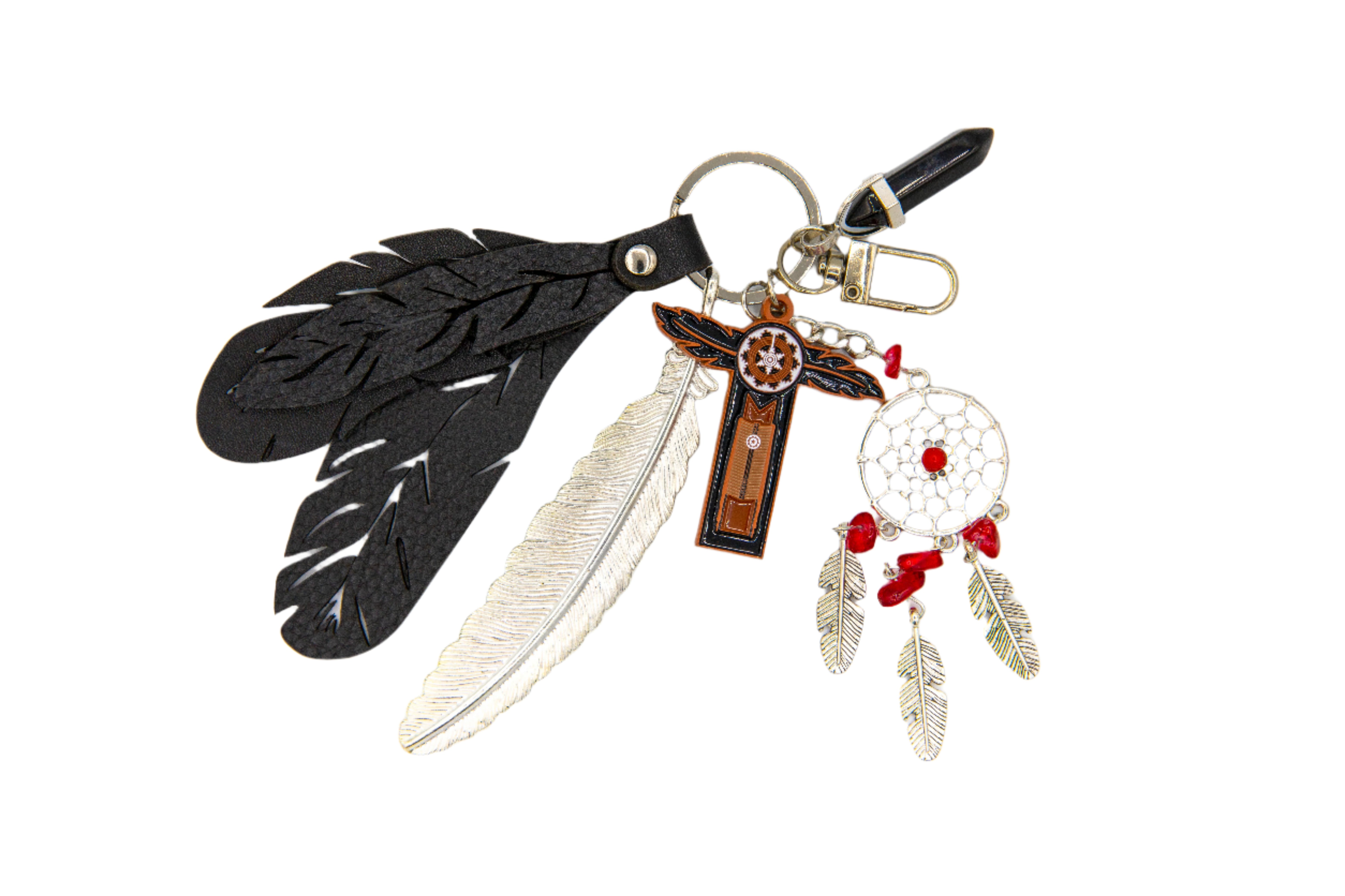 Coach Red store Leather Feather Keychain